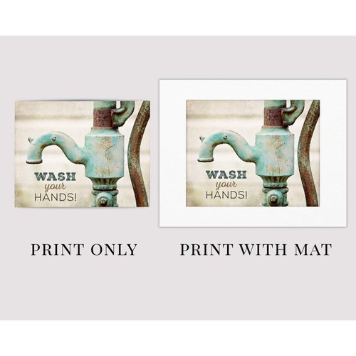 LISA RUSSO FINE ART - Bathroom Wall Art - Wash Your Hands 11x14” Unframed Print for Children’s Bath Wall Decor - Teal, Aqua, Beige - Fun Bathroom Quote for Kids