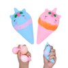 Anboor 2 PCS Ice Cream Squishies Toy, Simulation Unicorn Ice Cream Food Squeeze Toy, Stretchy Sensory Toy for Girls and Boys Birthday (Blue & Pink)