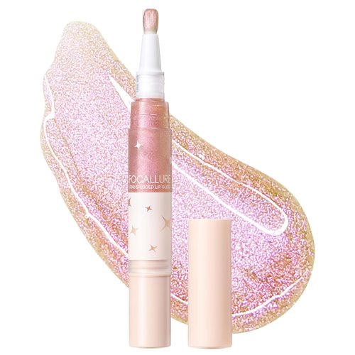 FOCALLURE Glitter Lip Gloss,High Shine Shimmer Lipstick,Long Lasting Plumping Lipgloss,Hydrating,Moisturizing,Non-Sticky and Lightweight Formula for Lip Color,Iridescent