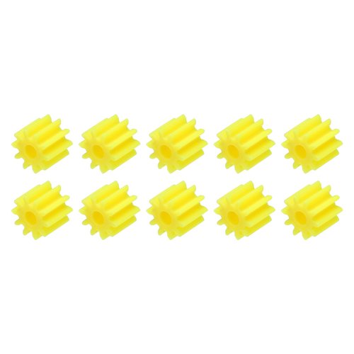 MECCANIXITY 10Pcs Plastic Gears 10 Teeth Plastic Shaft Gears Model 102AA Reduction Gear for RC Car Model DIY Robot,Yellow Module 0.5