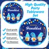 Sunnyray 96 Pcs Happy Hanukkah Party Decorations Supplies Hanukkah Menorah Party Tableware Set Birthday Party Dessert Plates Napkins Forks for 24 Guests Hanukkah Festive Day Indoor Yard Outdoor