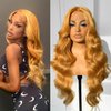 MITIMES #27 Honey Blonde Lace Front Wig Glueless Body Wave Lace Front Wigs Pre Plucked Synthetic Wear And Go Glueless HD Lace Front Wig With Natural Hairline