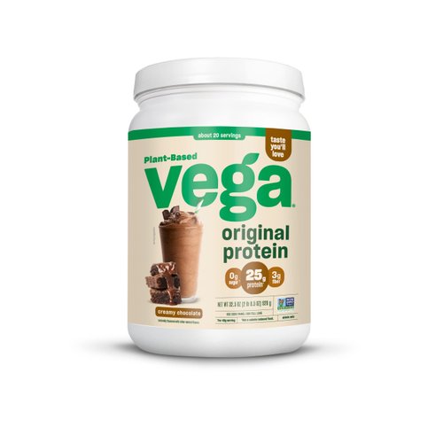 Vega Original Protein Powder, Creamy Chocolate Plant Based Protein Drink Mix for Water, Milk and Smoothies, 32.5 oz