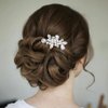 Brishow Bride Wedding Pearl Hair Comb Silver Rhinestone Hair Piece Crystal Bridal Hair Accessories for Women and Girls