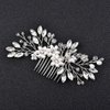 Andy's Orchids Crystal Wedding Hair Comb Pearl Flower Side Combs with Rhinestone for Brides, Bridesmaids and Women, Silver