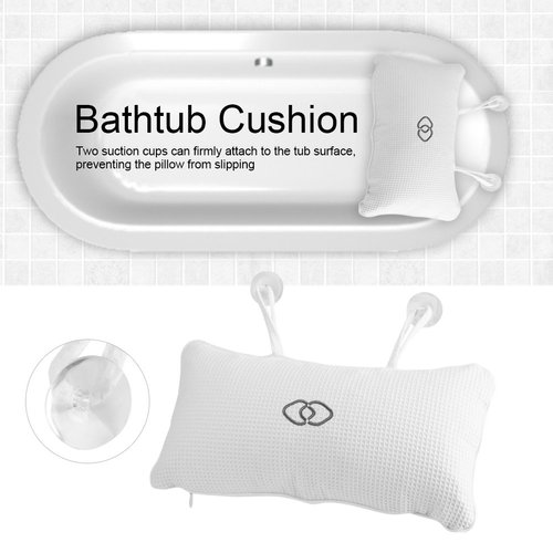 Qioni Bathtub Pillow, Non-Slip Bathtub Spa Pillow Bath Cushion Bathtub Pillow Head Neck Support with Suction Cups for Spa or Bath