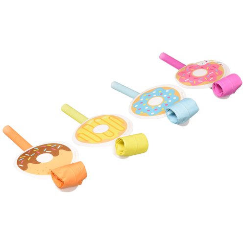 Creative Converting Donut Blowout Party Favors Dount Blowers, 5.25” x 2.55”, White