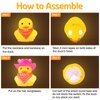 wonuu Cute Yellow Rubber Duck with Light Glowing Rubber Ducks with Pink Heart-Shaped Sunglasses Bandana Gold Chain Cowboy Hat, Dot White
