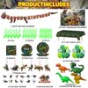 Dinosaur Birthday Party Supplies, Dinosaur Style Decorations Include Backdrop, Tablecloth, Banners, Cake Decoration, Cupcake Toppers, Latex and Aluminum foil Balloons, Hanging Swirls, Tableware Set