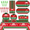 98 Pcs Christmas Ugly Sweater Party Supplies Tacky Sweater Party Plates Tablecloth Xmas Party Decorations for Christmas Holiday Tableware Set Paper Plates Napkins Forks for 24 Guests