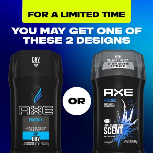 AXE Phoenix Deodorant 48H Odor Protection Crushed Mint & Rosemary Aluminum Free Deodorant for Men 3oz 4 Count
