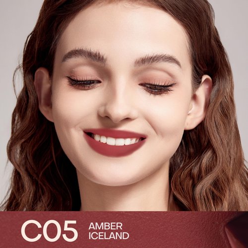 Mistine Lipstick Thai Latte Sheer Creamy Rouge Velevt Matte Lipstick for Women Non-sticky Lipstick C05 Amber Iceland 0.123oz 1 Count