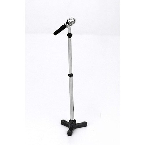 Black Dollhouse Decoration Accessories, 1:12 Dollhouse Miniature Scene Model Microphone with Stand Play Toy, Decortion, Dollhouse Furniture, Doll's Microphone (90 x 18 mm)
