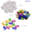Muluo 32 Pcs Crinkle Balls Cat Toy and Cat Spring Toy, 12 Pcs Mylar Crinkle Ball, 10 Pcs Cat Spiral Spring, 10Pcs Sparkle Balls Tinsel poms, for Cats Kittens Playing Interacting