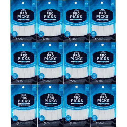 Armonds ProPicks Original Dental Picks for Teeth Cleaning - Disposable Plastic Toothpicks for Teeth & Gums - Cleans Teeth & Massages Gums - Fresh Mint Flavor - 6 Packages x 120 Interdental Tooth Picks