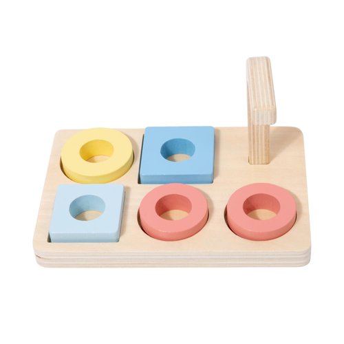 Adena Montessori Wooden Rings on Peg Curved Horizontal Pins and 5 Shapes Baby & Toddler Eearly Learning Toys