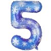Lunmon 40 Inch Blue Snowflake Balloon Number 3 Snowflake Balloon Snowflake Birthday Balloons Decorations for Girls Birthday Snowflake Themed Party Supplies Winter Party Decorations(Number 5)