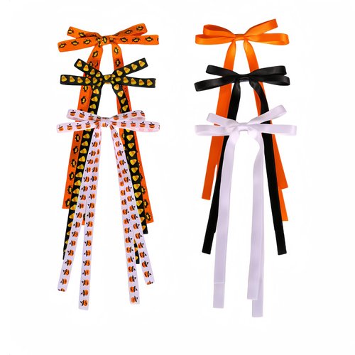 6PCS Halloween Hair Bow Clips With Long Tails Hair Accessories for Women