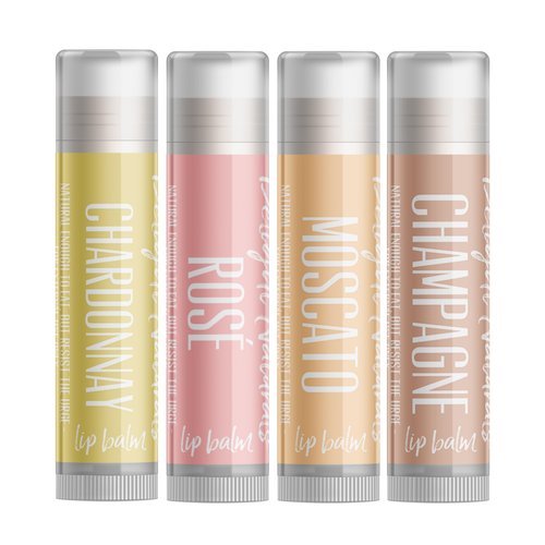 Delight Naturals Smooth Sippin' White Wine Lip Balm Gift Set - Chardonnay, Rosé, Moscato, and Champagne