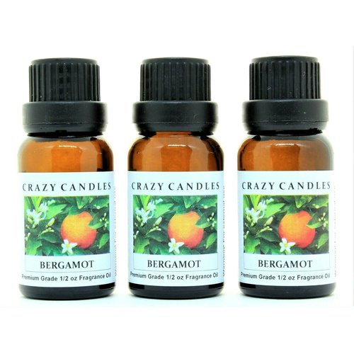 Crazy Candles Bergamot 3 Bottles 1/2 FL Oz Each (15ml) Premium Grade Scented Fragrance Oil