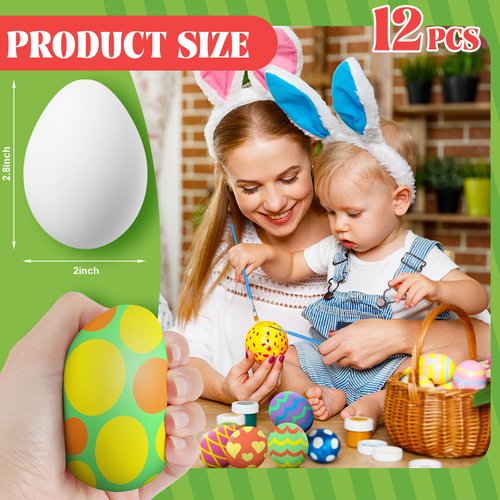 Poen Easter Egg Decorating Kit Easter Squeeze Slow Rising Toys Easter Coloring Craft Kit DIY Make Your Own Painting Crafts Party Favors Supplies(3 x 2.2 in, 12 Pcs)