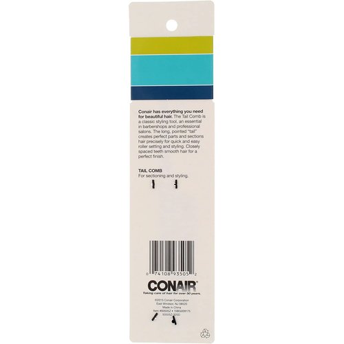 Conair Hard Rubber Tail Comb Pack Of 3