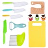 11 Pieces Wooden Kids Kitchen Knife, Kids Knife Set Include Wood Kids Knife, Serrated Edges Plastic Toddler Knife, Crinkle Cutter, Sandwich Cutter, Y Peeler, Cutting Board