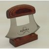 Alaska Ulu Knife Natural Exotic Wood Stand Etched Blade
