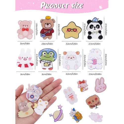65PCS Acrylic Brooch Pins, Lorvain Cute Aesthetic Badges Pin Kawaii Backpack Pins Sheep Rabbit Dog Bear Girl Cartoon Brooch Pin for Backpacks Bags Jackets Hoodies Hats