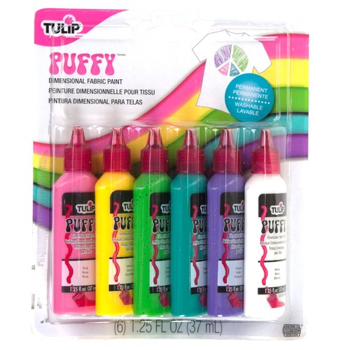 TULIP 17581 Dimensional Metallic Fabric Paint, 6-Pack (Puffy)