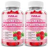 Pack of 2 Magnesium L-Threonate Gummies, Suagr-Free 1000MG Magnesium Threonate Supplement for Kids & Adults, Muscle & Nervous System Support, Raspberry Flavor, 60 Count