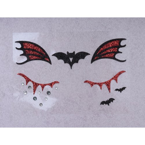 SOWAKA Face Jewels for Women Halloween Stick On Self Adhesive Crystal Rhinestones Face Gems Stickers for Girls Festival Holiday Parties Makeup (Black - Bat)