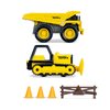Basic Fun Mini Classics Tonka 2-Pack (Metal Movers Dump Truck and Bulldozer with 3 Traffic Cones and Barrier Fence)