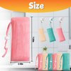 Feelorna 6Pcs Mesh Soap Bag, 3 Colors 6-layer Soft Soap Pouch with Adjustable Buckle and Drawstring Soap Saver Bag to Create Foam for Body Facial Cleaning (3.12 "x 7.22" Green Pink Beige)