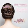 iplusmile Wedding Hair Comb, Pearl Flower Bride Hair Clip Accessories, Hair Side Comb Clips for Bride Bridesmaid Women Girls, Purple