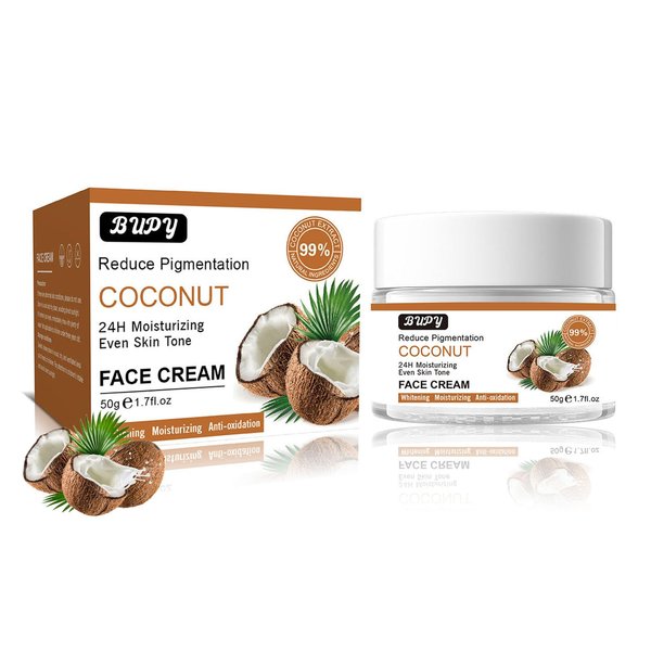 Grospe Coconut Face Cream, Coconut Face Moisturiser, Coconut Moisturising Cream, Reduce Pigmentation 24-Hour Moisturising Even Skin Tone Revitalising Soothing Coconut Moisturiser 50g