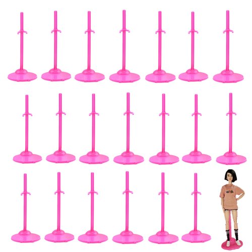 APOHALO Toy Stand Support for Dolls Prop up Mannequin Model Display Holder,20 PCS Doll Stands for 11" to 13" Dolls and Action Figures Doll Accessories Pink Rose