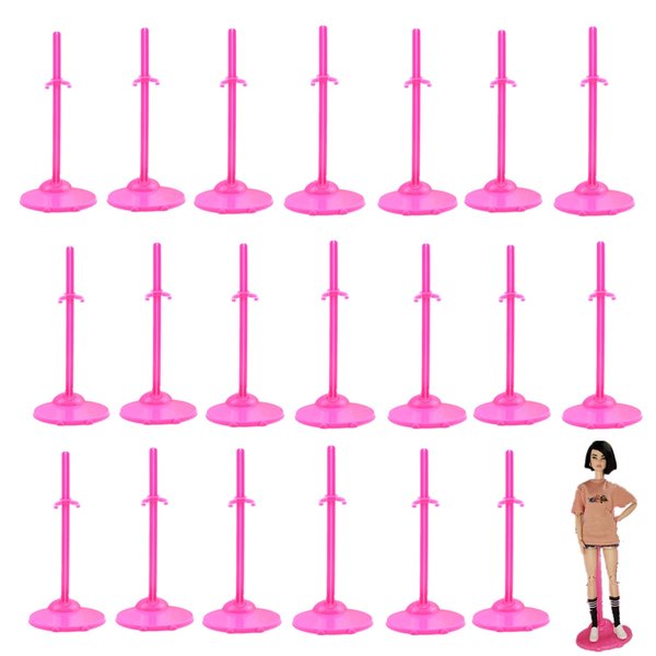 APOHALO Toy Stand Support for Dolls Prop up Mannequin Model Display Holder,20 PCS Doll Stands for 11" to 13" Dolls and Action Figures Doll Accessories Pink Rose