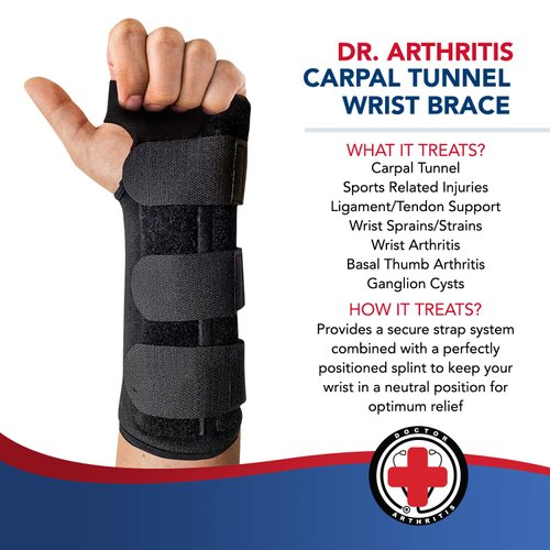 Doctor Developed Carpal Tunnel Wrist Brace for Night Support - Wrist Brace for Carpal Tunnel with Wrist Splint - Sleep Brace for Sprained Wrist - F.D.A Medical Device & Handbook (Left Hand)