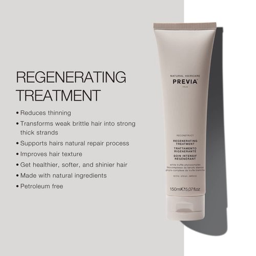 PREVIA Reconstruct Regenerating Conditioner for Damaged Hair Deep Hydrating Formula with Organic White Truffle Extract Moisturizing Vegan Conditioner for Dry Brittle Hair 8.45 oz