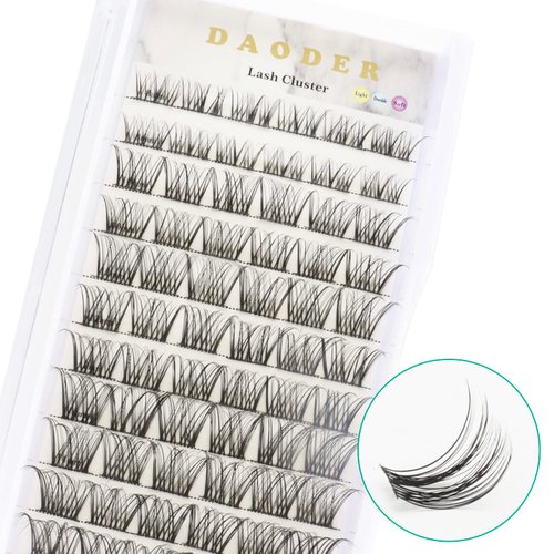 DAODER Lash Clusters Individual Lashes 72 Wide Cluster lashes Natural Look D Curl Wispy Eyelash Extension 8-16mm Mix Light Reusable DIY Lash Extension (Lash Cluster 003)