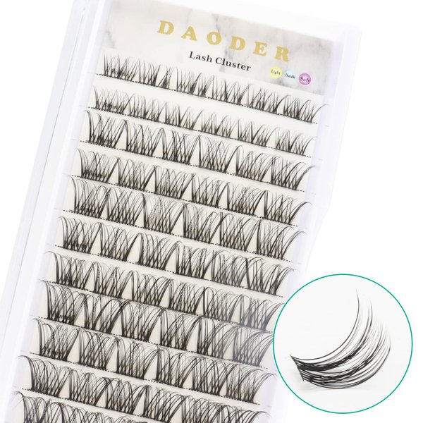 DAODER Lash Clusters Individual Lashes 72 Wide Cluster lashes Natural Look D Curl Wispy Eyelash Extension 8-16mm Mix Light Reusable DIY Lash Extension (Lash Cluster 003)