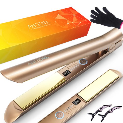 ANGENIL Nano Titanium Flat Iron Straightener and Curler 2 in 1, Fast Heating, Dual Voltage 1 Inch Styling Iron for All Hair Types
