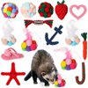 Sotiff 15 Pcs Ferret Toys Include 8 Ferret Rope Chew Toys and 7 Ferret Ball with Bell Toys for Guinea Pigs, Ferret Cage Accessories Durable Knotted Rope Tug Colorful Pompom Ball Toy Gift for Christmas