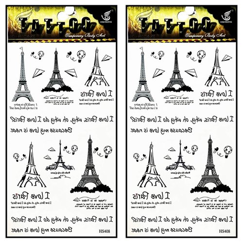 Tattoos 2 Sheets Eiffel Tower Paris Fake Temporary Tattoos Sticker Waterproof Sexy Body Art Men Women Child Tattoo Removable 3D Style Fashion Fantasy