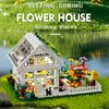 Flower House Building Mini Set with LED, City Street View Greenhouse Building Blocks Toy, Halloween Xmas Gift for Friends or Girls 8-12 Year