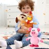 HyDren 3 Pcs Talking Chicken Pig Dog Chicken Stuffed Animals Set Farm Repeats What You Say Walking Chick Electric Interactive Animated Toy Speaking Plush Gift for Toddlers Christmas Birthday, 8''