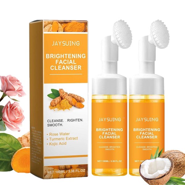 Jaysuing Turmeric Face Wash,Turmeric Facial Cleanser, Turmeric Facial Wash,Turmeric Foaming Cleanser for All Skin Types(2pcs)