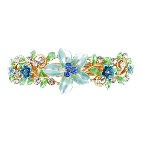 Vintage Flower Hair Barrettes, Sparkly Colorful Floral Flower Leaf Design Meatal Hair Clips, Butterfly Rhinestons Hairpins, Elegant Ponytail Holder, Hairgrip Hair Headwear Accessories for Women Girls