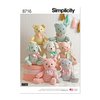 Simplicity 8716 Animals Stuffed Bear, Cat, and Dog Sewing Patterns by Elaine Heigl Designs, One Size Only